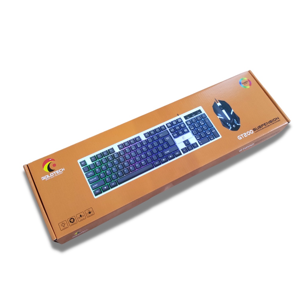 Combo Bộ Phím Chuột Máy Tính Văn Phòng Để Bàn PC Laptop Giả Cơ Goldtech GT200 Có Led RGB Đổi Màu Bảo Hành 12 Tháng