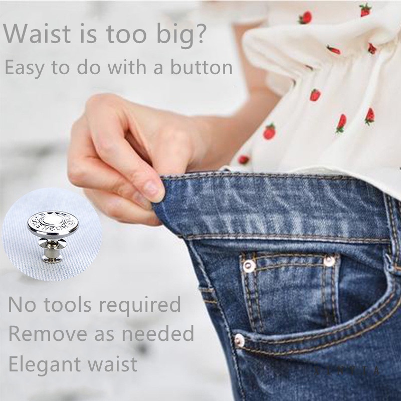 Nút cài quần jean bằng kim loại có thể tháo ra và điều chỉnh tiện lợi dành cho nữ