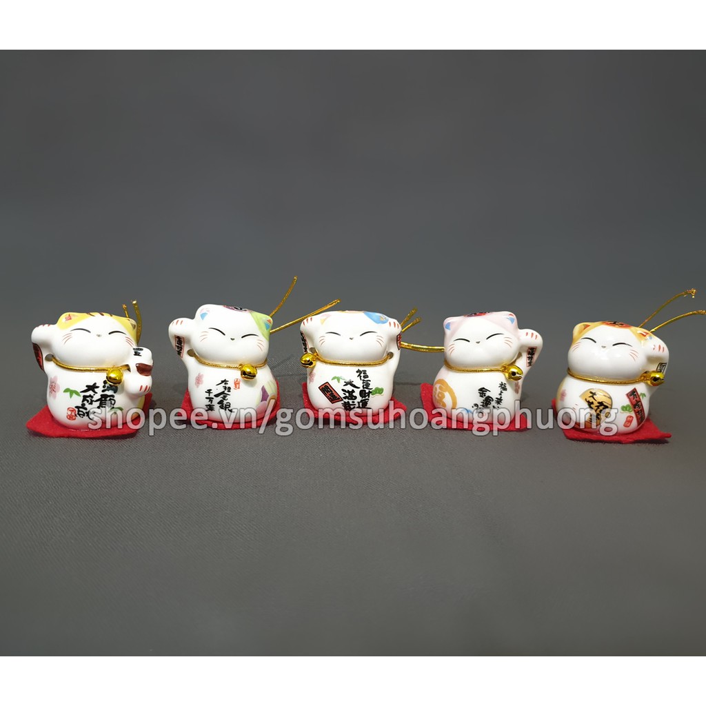 Bộ tượng Mèo thần tài mini - Ngũ Phúc Lâm Môn