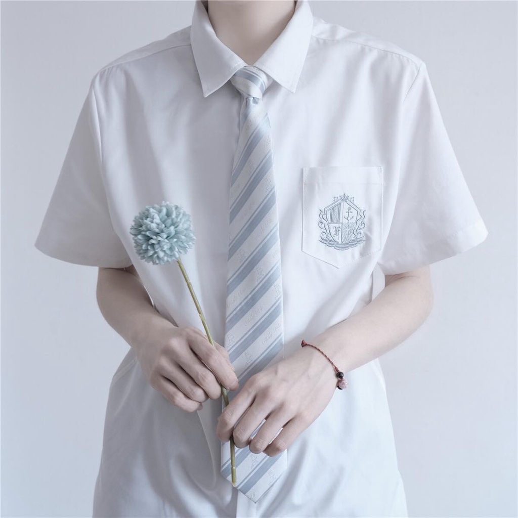 Áo sơ mi -  DK Brand YAN MUXI - Áo màu Trắng ngắn tay - Mã 009, 010 #somi #DK #Seifuku #JK