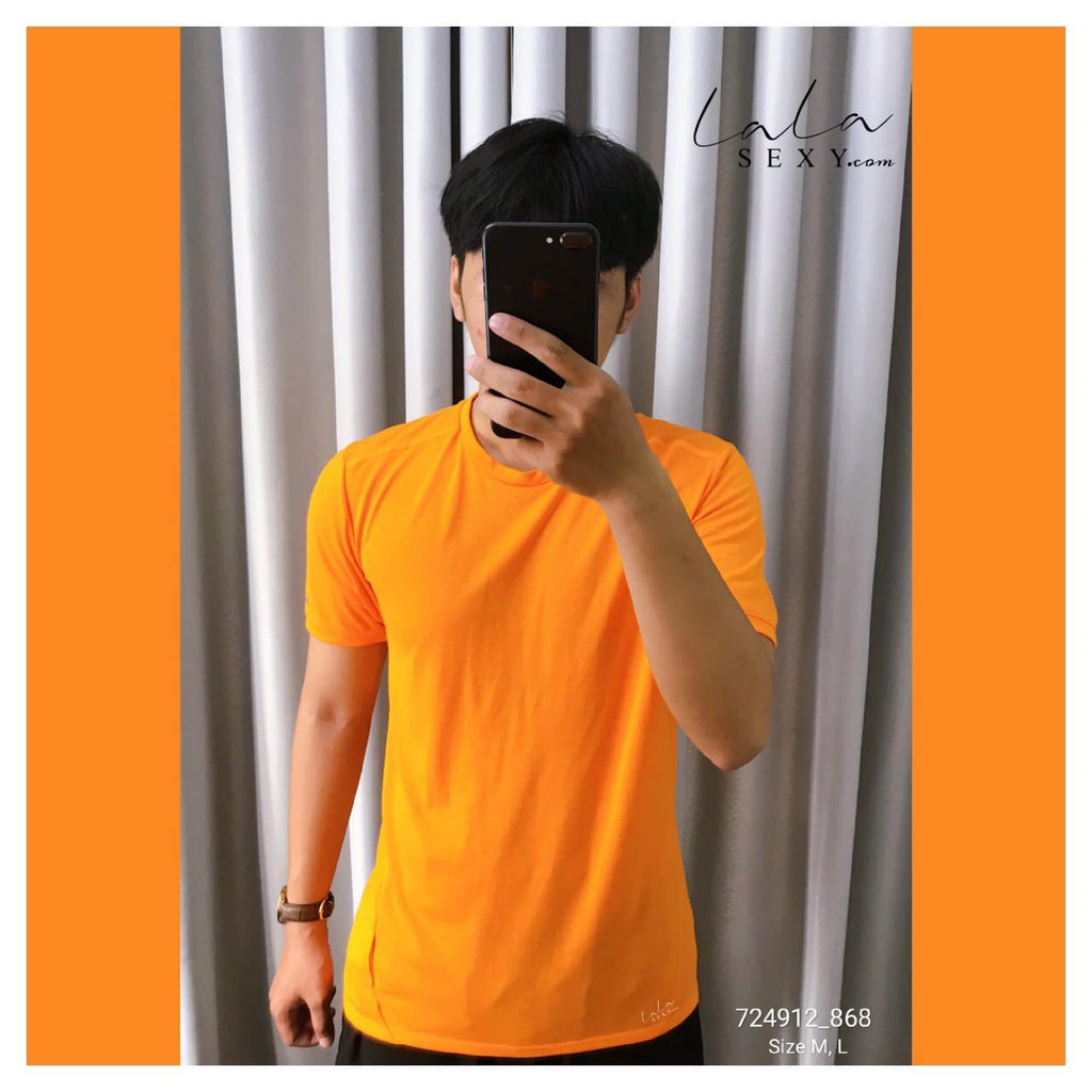 [Hàng hiệu Auth, ảnh tự chụp]ÁO THUN THỂ THAO NIKE MENS DRI-FIT COOL TAILWIND VIVID ORANGE 724912-868