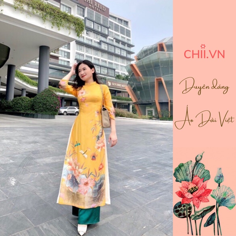 Áo Dài Cách Tân Hoa Sen Kết Nổi Đính Hạt Thủ Công 4 Tà