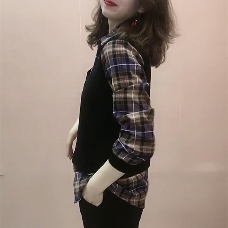 Áo Sơ Mi Giả Hai Lớp Họa Tiết Sọc Caro Thời Trang Xuân Thu Cho Nữ | BigBuy360 - bigbuy360.vn