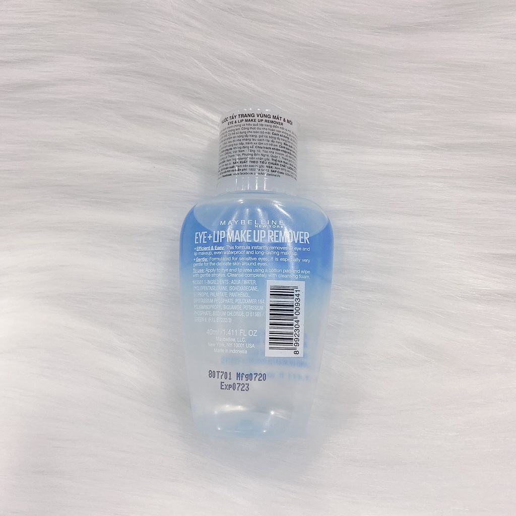 Nước Tẩy Trang Mắt và Môi Maybelline New York Eye &amp; Lip Makeup Remover (40ml/150ml) - L'Oreal Paris