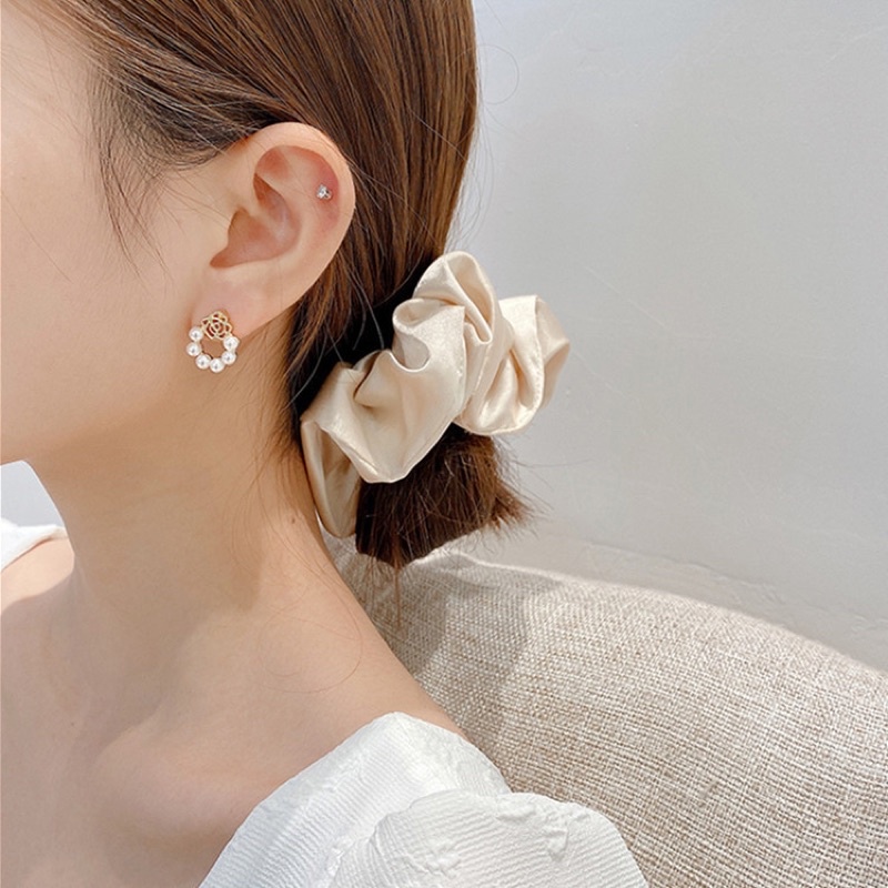 Bông tai Khuyên tai nữ ROSE hoa trà đính ngọc