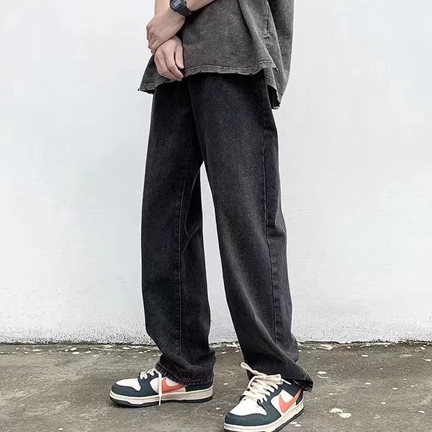 Quần Jeans Ống Rộng Phong Cách Hong Kong Trẻ Trung Hàng Mới Dành Cho Nam