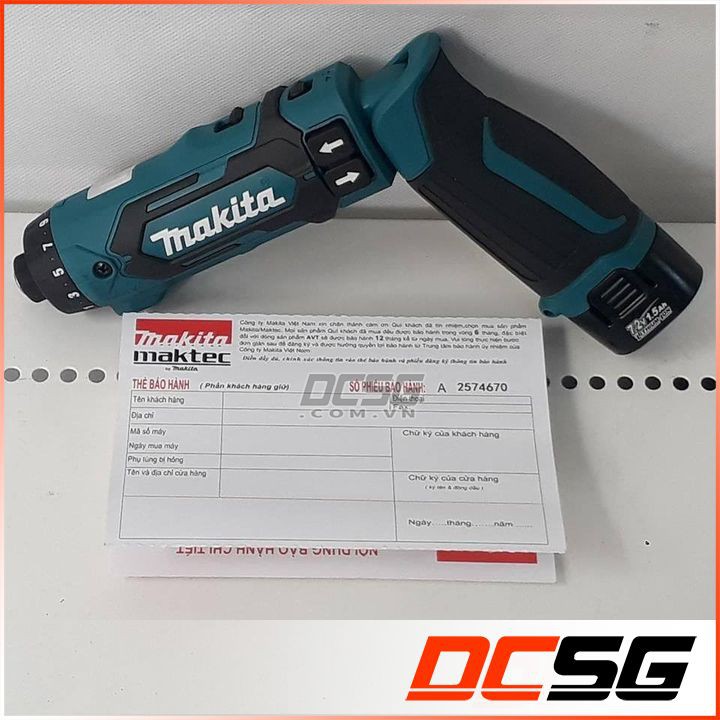 Máy khoan, vặn vít 5.0/6.0mm dùng pin 7.2V Makita DF012DSE