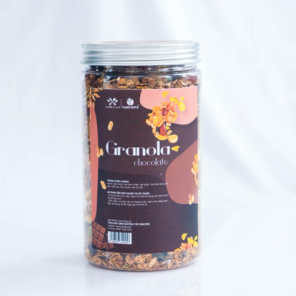 Granola siêu hạt TANU NUTS vị chocolate 35% yến mạch, hạt ngũ cốc granola không đường tốt cho người ăn kiêng, giảm cân.