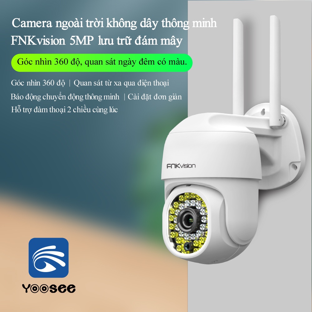 Camera Ngoài Trời PTZ MINI Xoay 360° Chống Nước YooSee Full HD 5MP 36 Led Ban Đêm Trợ Sáng Đàm Thoại 2 Chiều