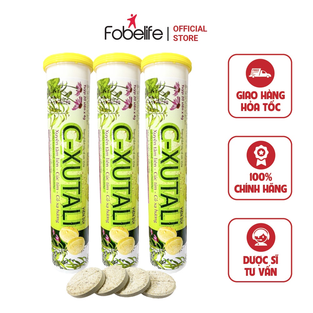 Viên sủi giảm ho long đờm C-Xutali Fobe tuýp 20 viên