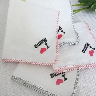 khăn xô cho bé, Set 10 Khăn xô sữa I Love Mama, Papa xuất nhật 2 lớp kích thước 32x32cm