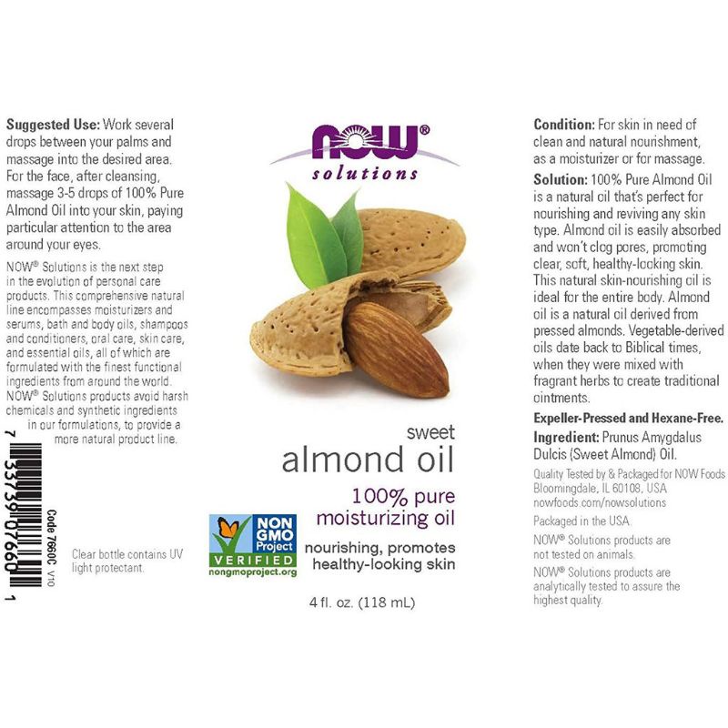 [Date 7/2024] Dầu hạt hạnh nhân dưỡng ẩm Now Almond Oil 118ml