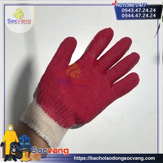 Găng Tay len Phủ cao Su đỏ