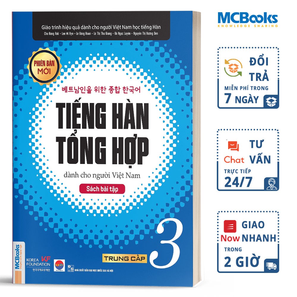 Sách - Tiếng Hàn Tổng Hợp Dành Cho Người Việt Nam Trung Cấp Tập 3 - Sách Bài Tập  - Phiên Bản Mới Kèm App Online