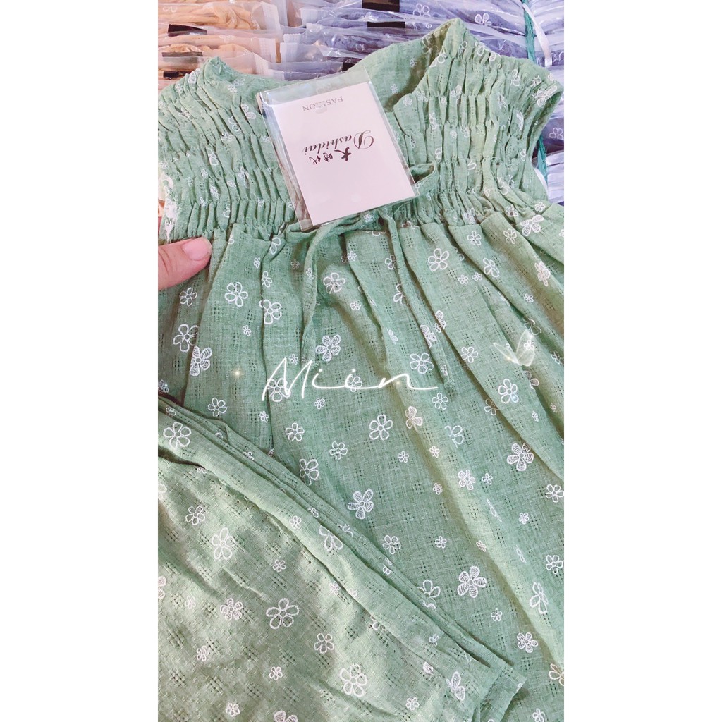 Set bộ đồ hoa nhí - Set bộ đồ mặc ở nhà viền ren màu xanh ngọc | BigBuy360 - bigbuy360.vn