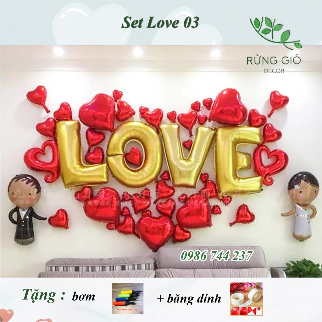 Set Bóng Chữ Love Trang Trí Phòng Cưới, Trang Trí Sinh Nhật