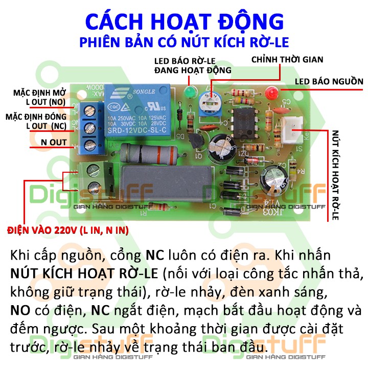 Mạch rơ le ( relay ) hẹn giờ bật / tắt tự động điện trực tiếp 220V dùng chip IC NE555