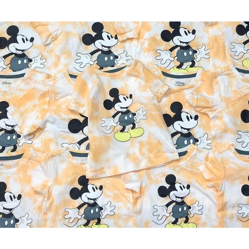 Sét 4 áo cotton cộc tay in hình micky và gấu cho bé trai và  BG