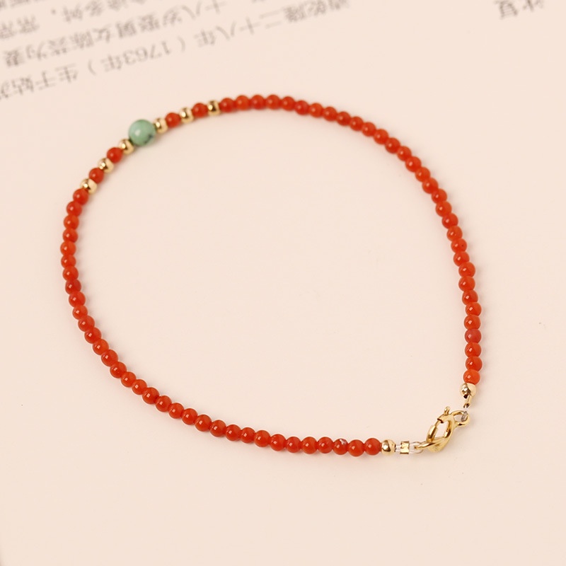 [Hàng Mới Về] Vòng Tay Hạt Đá Mã Não Đỏ Phong Cách Dân Tộc