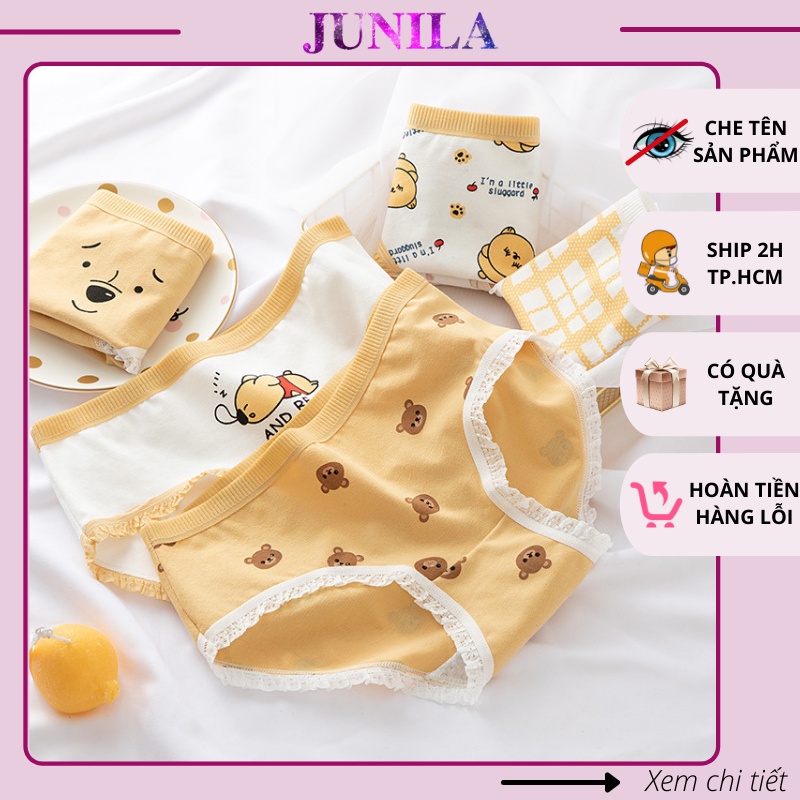 Quần lót cotton nữ kháng khuẩn hoạt hình gấu dễ thương mềm mại QL28