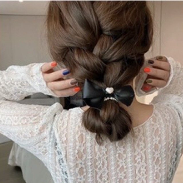 Dây cột tóc và kẹp tóc nơ nhiều mẫu đen đỏ trắng TÍM STORE phụ kiện tóc nữ phong cách hàn quốc