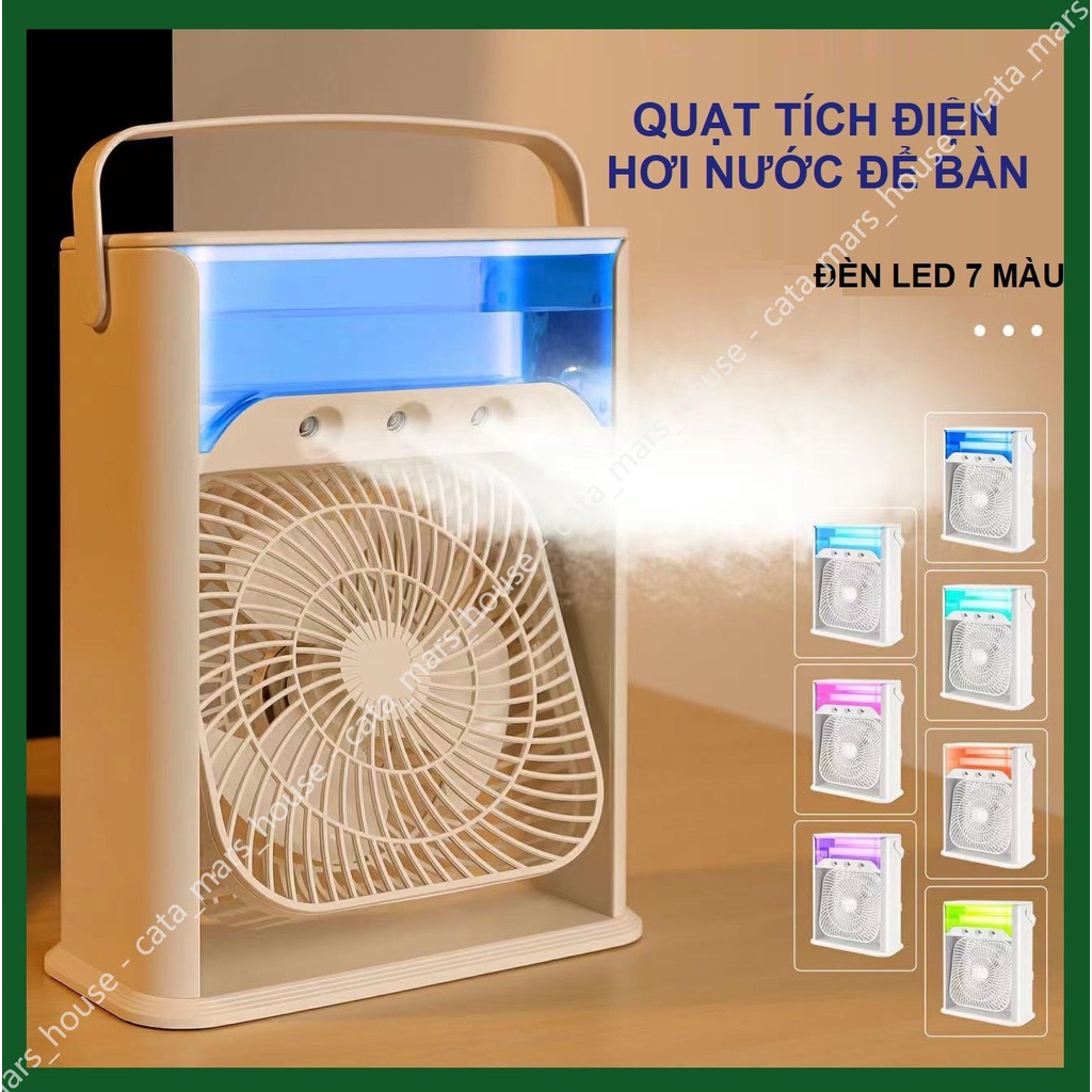 Quạt Đá Điều Hòa Hơi Nước Mini Để Bàn - Quạt Điều Hòa Mini Có Khay Chứa Đá