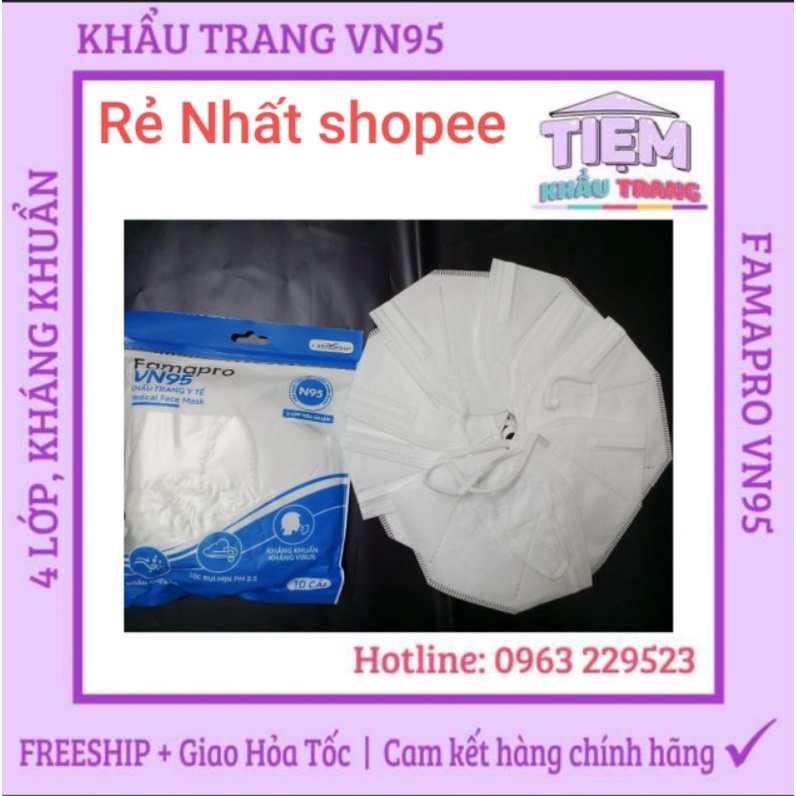 Khẩu trang kháng khuẩn FAMAPRO VN95 5 lớp, phiên bản mới túi zip, chính hãng công ty Nam Anh [1 túi/10 cái]