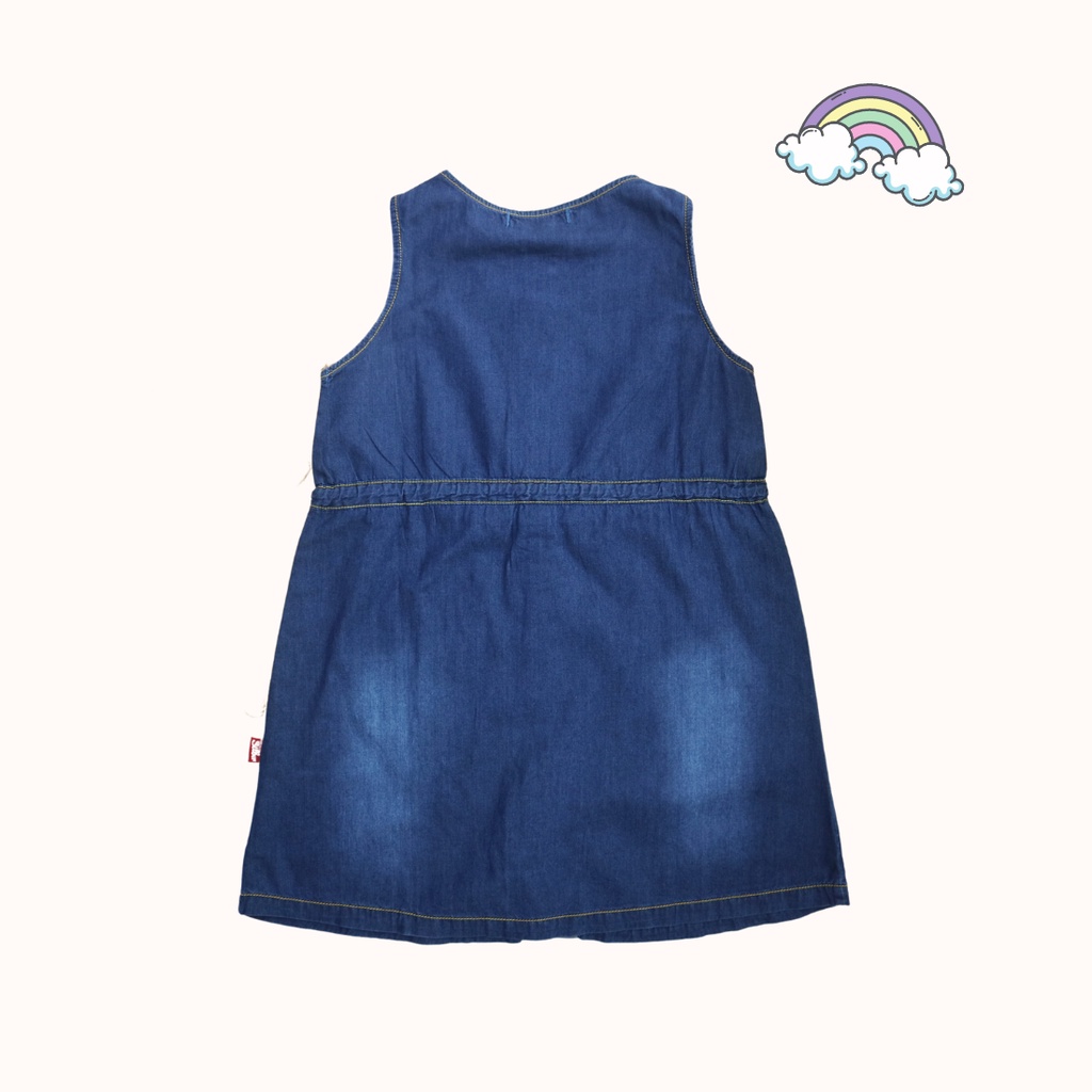 Váy Jean Bé Gái Phối Rua Ngực, Đính Cúc Buộc Dây Eo SILBER KIDS