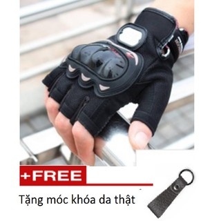 Găng tay hở ngón PRO Biker  206374 tặng móc khóa da thật
