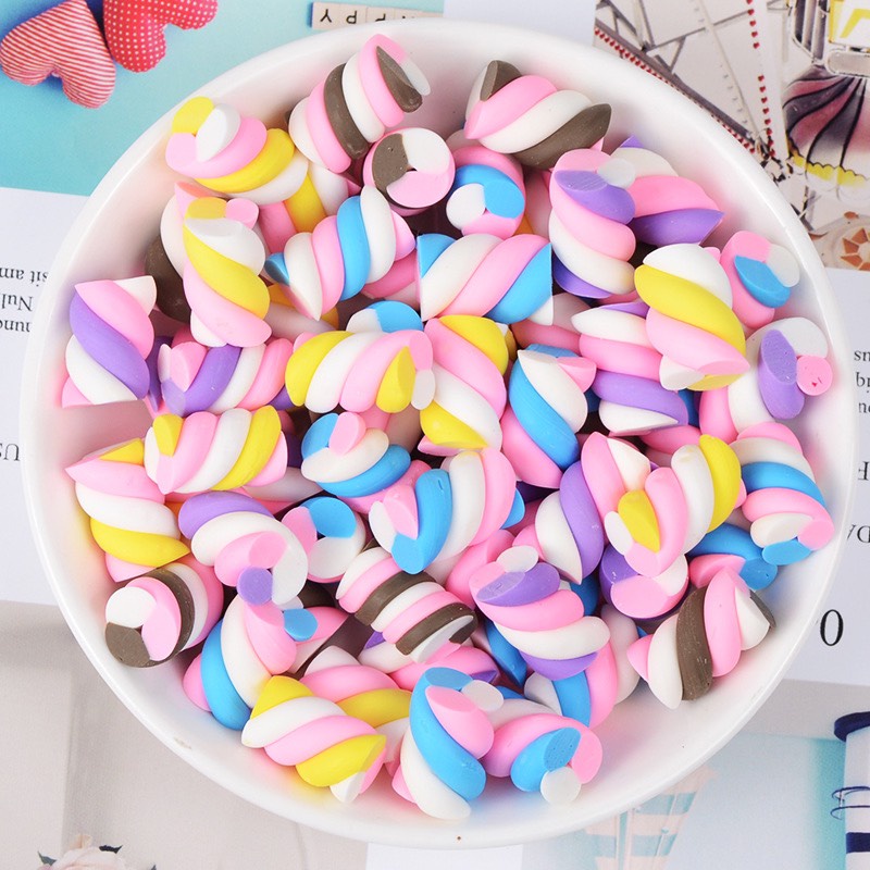Charm (C234) slime/ Dụng Cụ Trang trí [Ko Keo &amp; Nút] Hình Viên Kẹo Marshmallow - Giá 1 cái