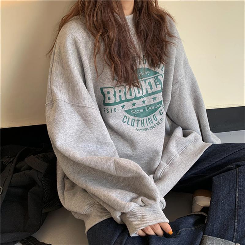 Áo Sweater Dáng Rộng Phối Nhung Dày Kiểu Hàn Quốc Thời Trang Thu Đông Cho Nữ | BigBuy360 - bigbuy360.vn