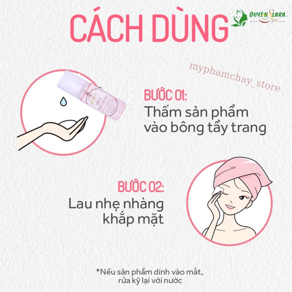 Nước  Hoa Hồng QUYÊN LARA Làm Sạch Sâu Da Từ Bên Trong,Cấp ẩm-Se Khít Lỗ Chân Lông Giúp Làn Da Luôn Tươi Trẻ 100ml