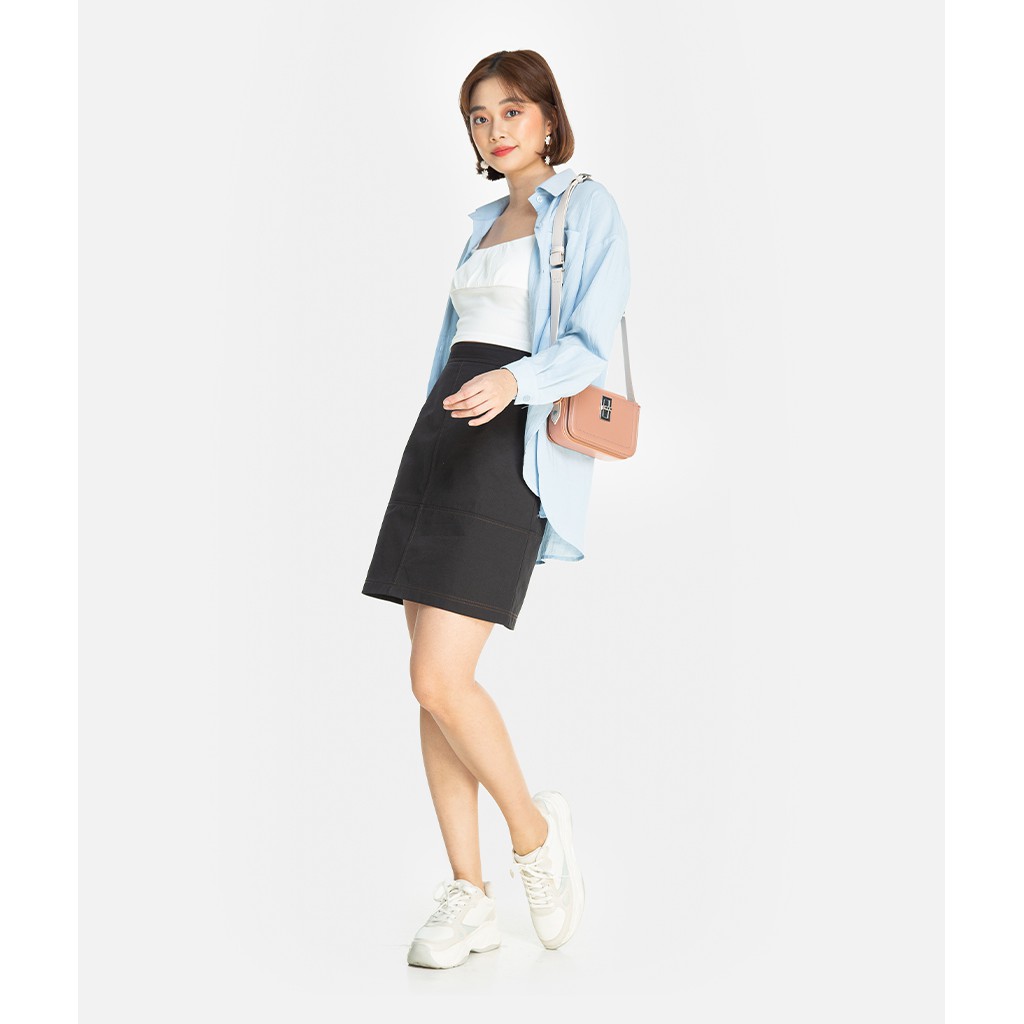 HNOSS - Chân Váy Khaki Dằn Chỉ - BAS12101046