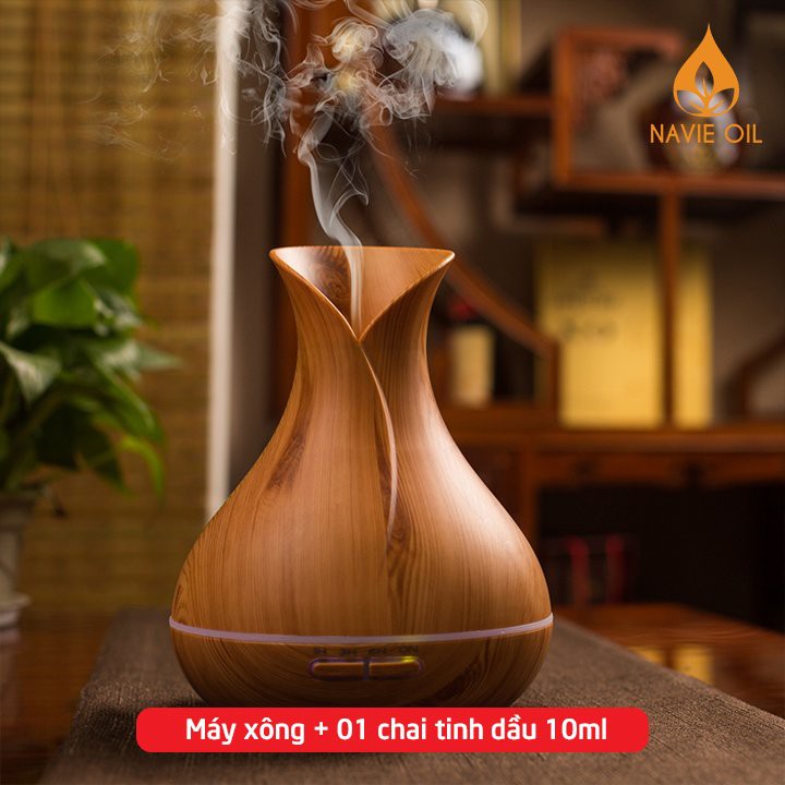 Máy xông tinh dầu ( tặng 01 chai tinh dầu 10ml)| Máy xông tinh dầu hoa tuylip kèm điều khiển 550ml