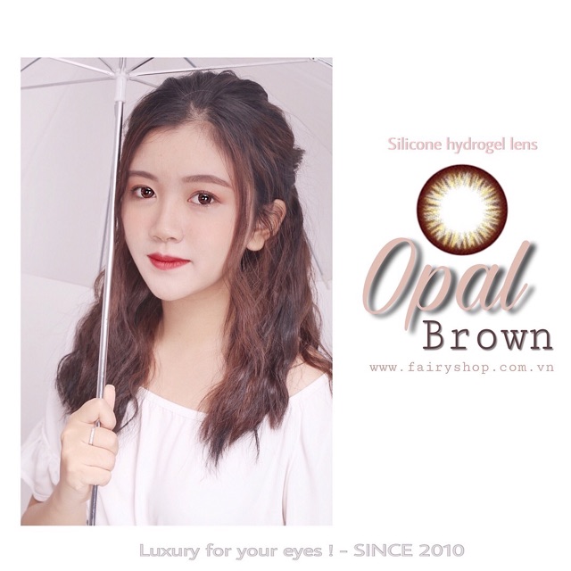 Áp tròng Opal brown cao cấp 14.2mm - Kính Áp Tròng FAIRY SHOP CONTACT LENS độ 0 đến 8