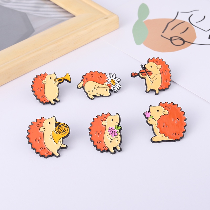 Ghim cài áo QIHE JEWELRY hình nhím 6 loại tùy chọn cho trẻ em