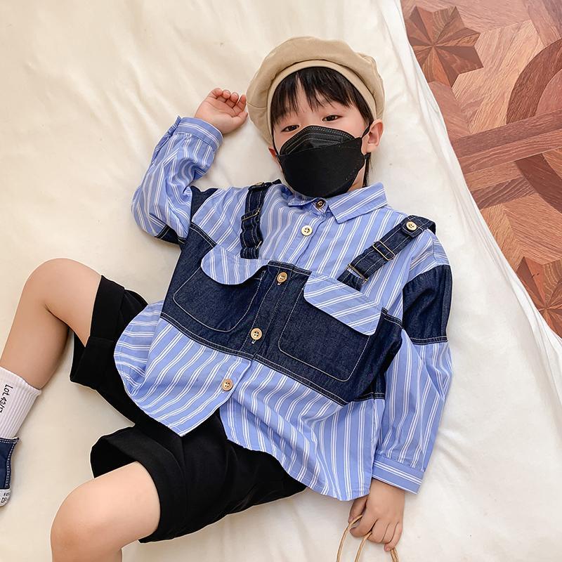 Áo sơ mi tay dài kẻ sọc năng động dễ phối đồ dành cho bé trai