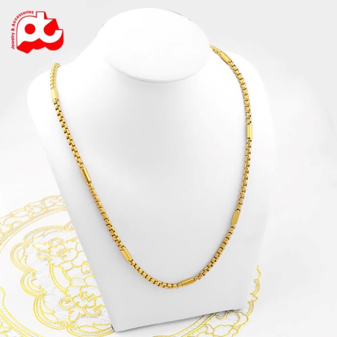 Dây chuyền nam cao cấp thời trang đẹp titan kiểu bọc khoanh chạm họa tiết tròn PT JEWELRY kích cỡ 4mm PTDCNA164