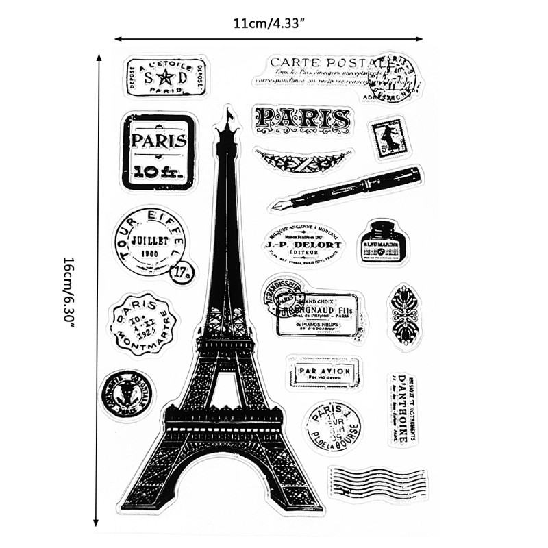Con Dấu Silicon Trong Suốt Hình Tháp Eiffel Trang Trí Scrapbook