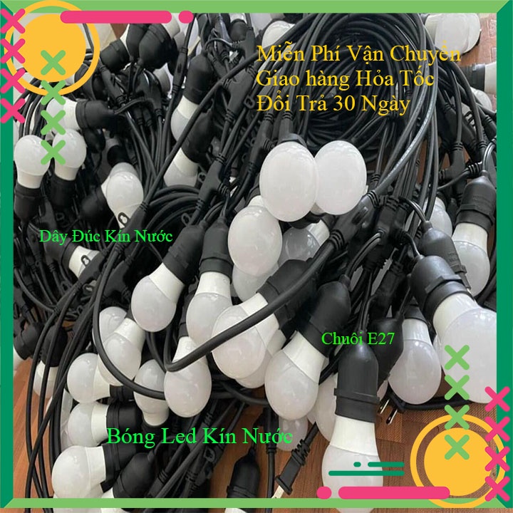 Dây bóng đèn chống nước trang trí ngoài trời treo cây treo hành lang