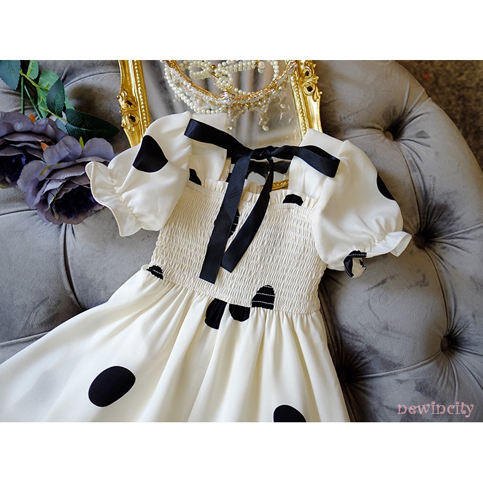 Đầm họa tiết chấm bi xinh xắn cho bé gái