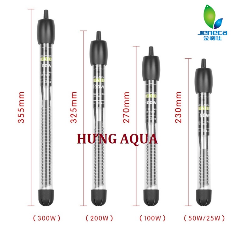 Sưởi bể cá, Jeneca 25W 50W 100W 200W 300W sưởi hồ cá giúp ổn định nhiệt độ