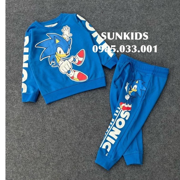 Bộ nỉ da cá bé trai Sóc xanh Sonic