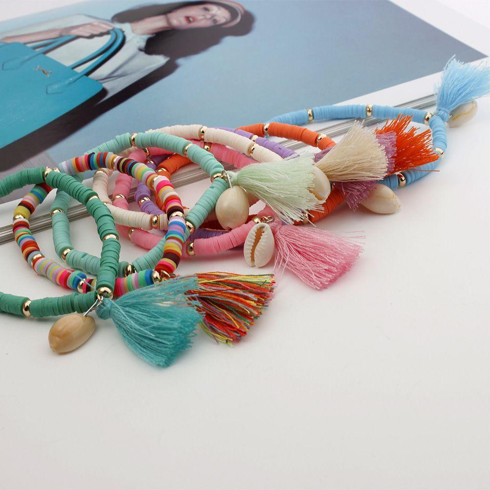 Vòng Tay Vỏ Sò Handmade Điều Chỉnh Được Có Tua Rua Phong Cách Bohemia