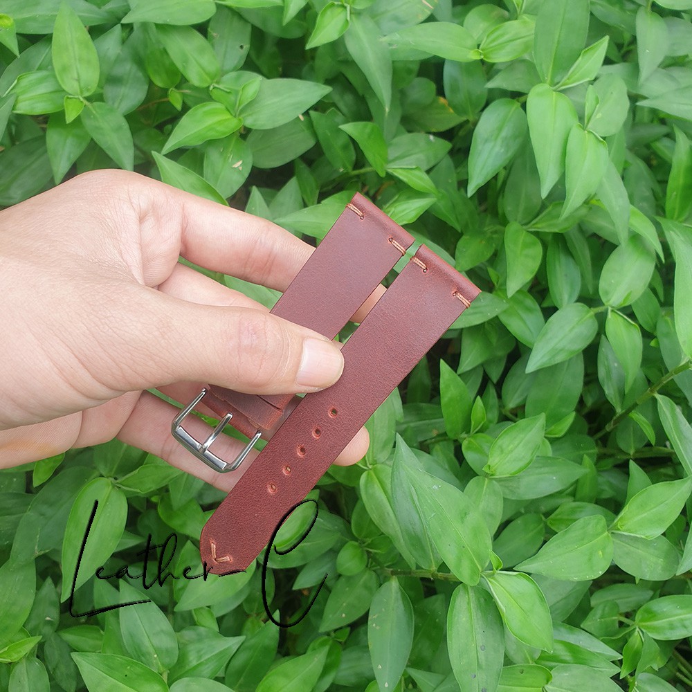 Dây đồng hồ da bò sáp ngựa điên - Làm thủ công Handmade, BH 24 tháng