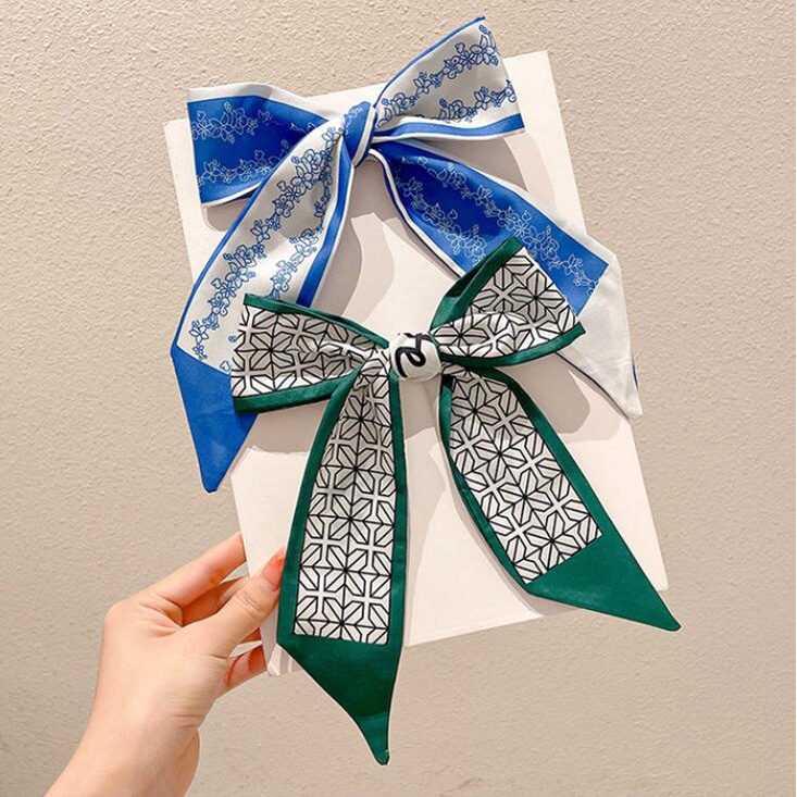 Dây Buộc Tóc Dài Bằng Lụa Màu Xanh Lá Thời Trang Cho Nữ