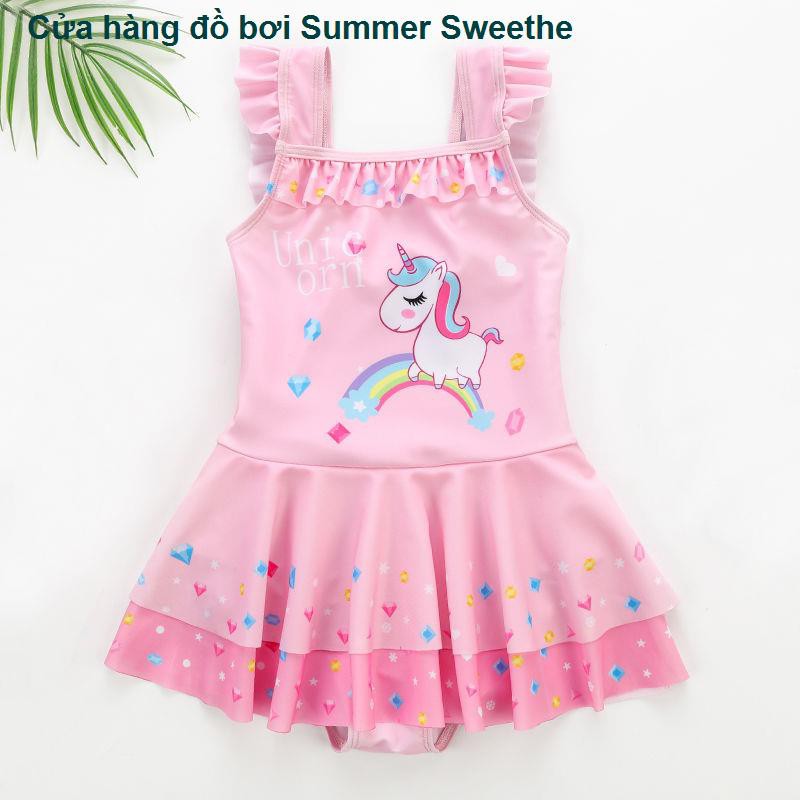 Áo tắm trẻ em Nữ Siamese Girls Big Kids Công chúa nhỏ Sinh viên dễ thương Phim hoạt hình chống nắng Boxer