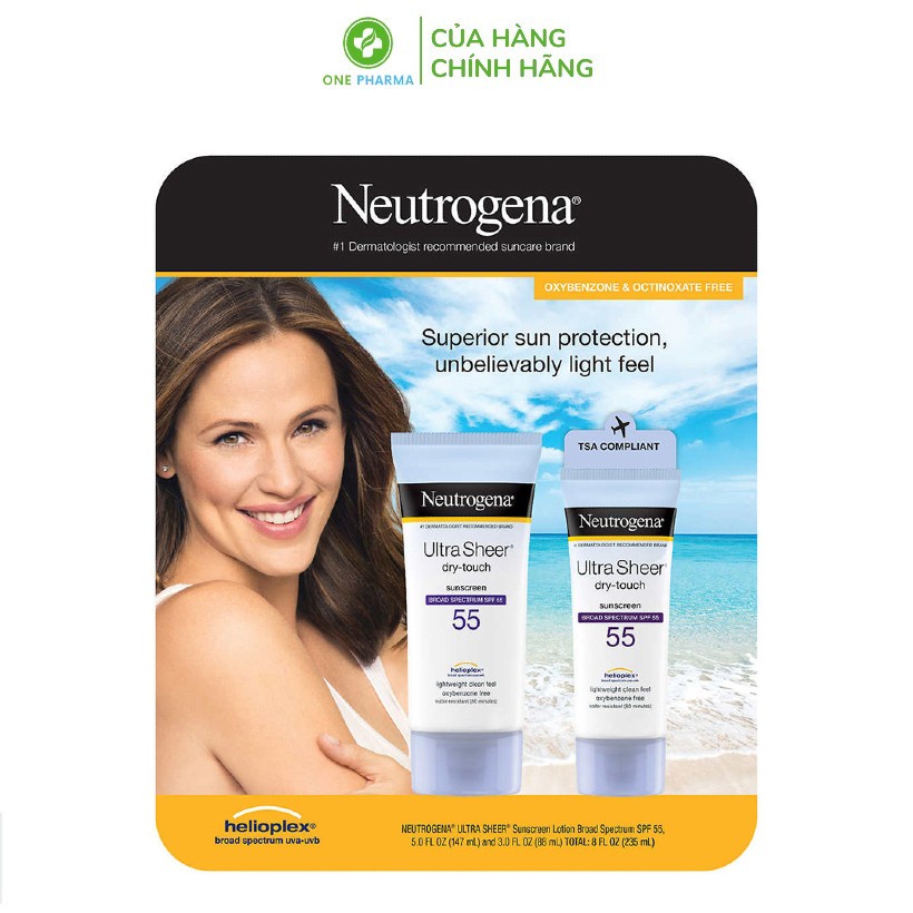 Combo kem chống nắng Neutrogena Ultra Sheer Dry-Touch Sunscreen SPF55 (147ml+88ml)