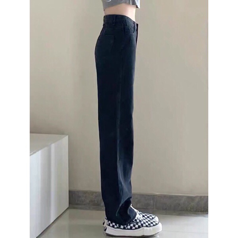 Quần jean bò ống rộng suông xuông nữ jeans cạp cao phong cách Hàn Quốc sành điệu style năm 2021