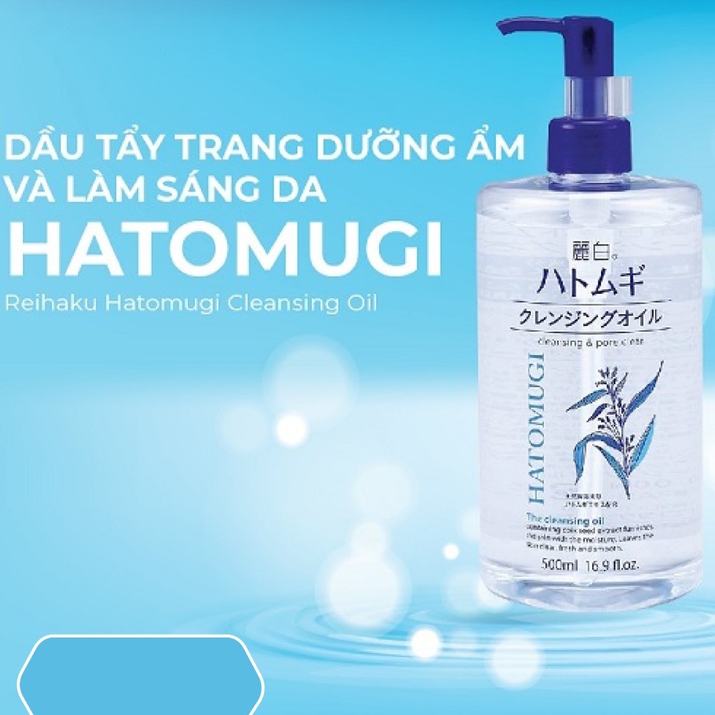 HATOMUGI Dầu Tẩy Trang Hatomugi Reihaku Cleansing Oil dưỡng ẩm và làm sáng da 500ml